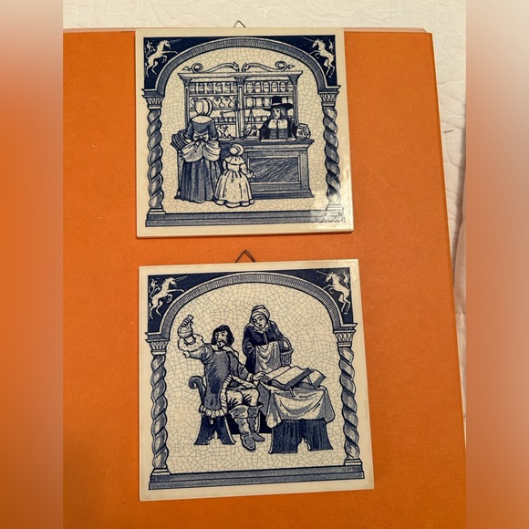 Other - SOLD! Vintage Handmade Delft Holland Tiles Set of 2